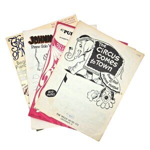 Vintage Piano Sheet Music Lot The Circus Comes To Town, Puff The Magic Dragon, J